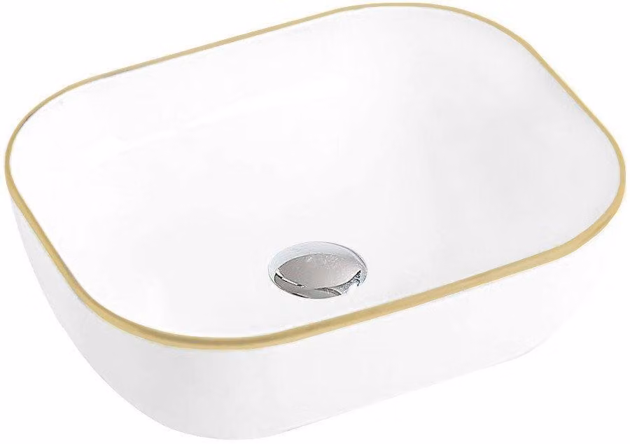 Mexen Mirabel lavabo da appoggio 50 x 40 cm, bianco/oro - 22115005