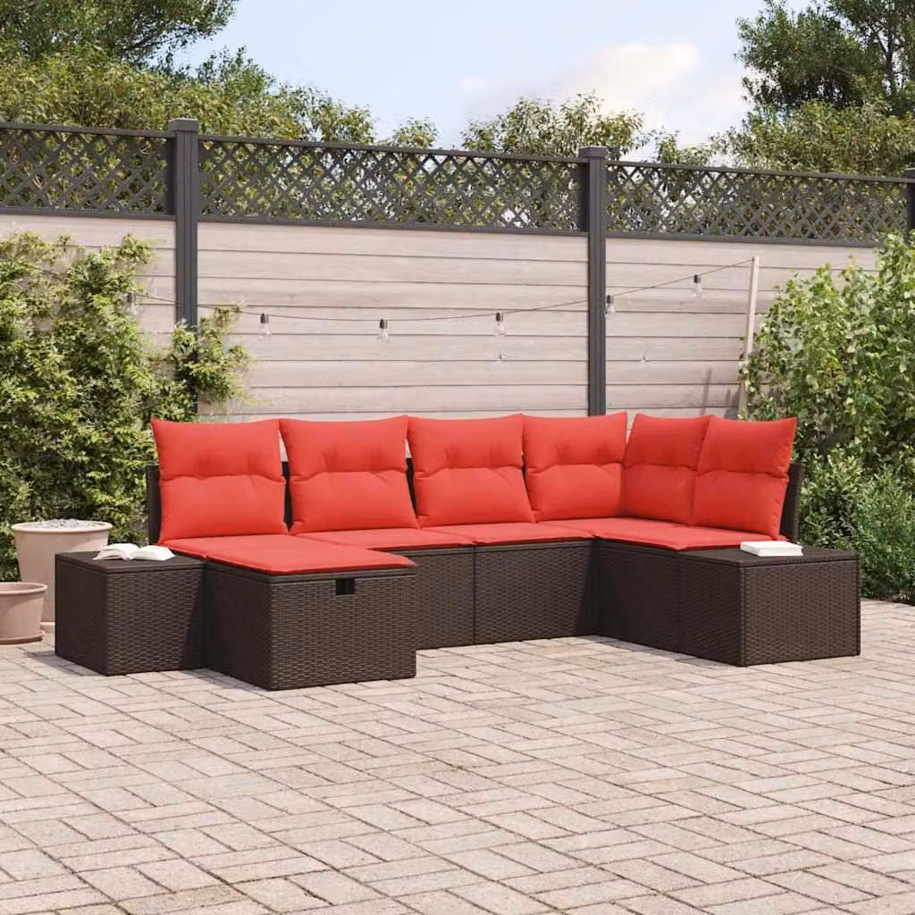 Maison Exclusive - Set da giardino con divano a 6 posti, color marrone, in rattan sintetico