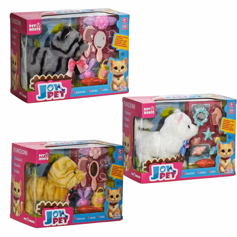 Tu Giochi - Gattino Interattivo con Suoni e Accessori, Bianco, Arancione e Grigio