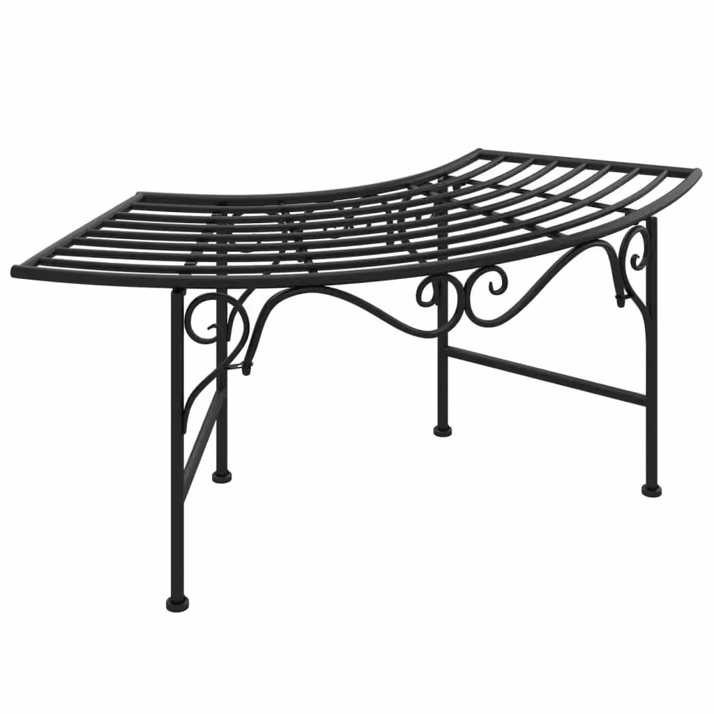 Panca da giardino Outsunny in acciaio nero opaco per patio e terrazza, L: 113 cm, P: 40,5 cm, H: 50,5 cm – 2