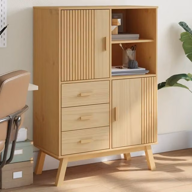 Credenza OLDEN Marrone 85x43x125 cm in Legno Massello di Pino 358615