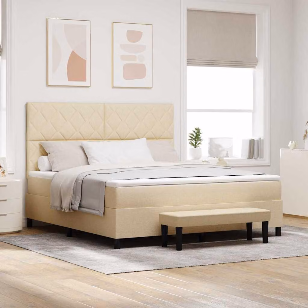 Maison Exclusive - Letto boxspring con testiera color crema 180 x 200 cm in tessuto