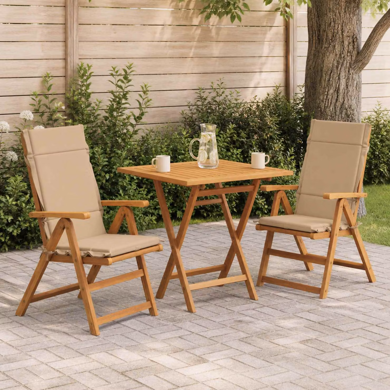Set di 2 cuscini per sedia alta vidaXL GEMERT in poliestere, colori sabbia, marrone e beige