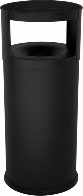 Pattumiera Gettacarte con Posacenere GIORDANOSHOP in Acciaio Verniciato Nero, Ø38 x H90 cm