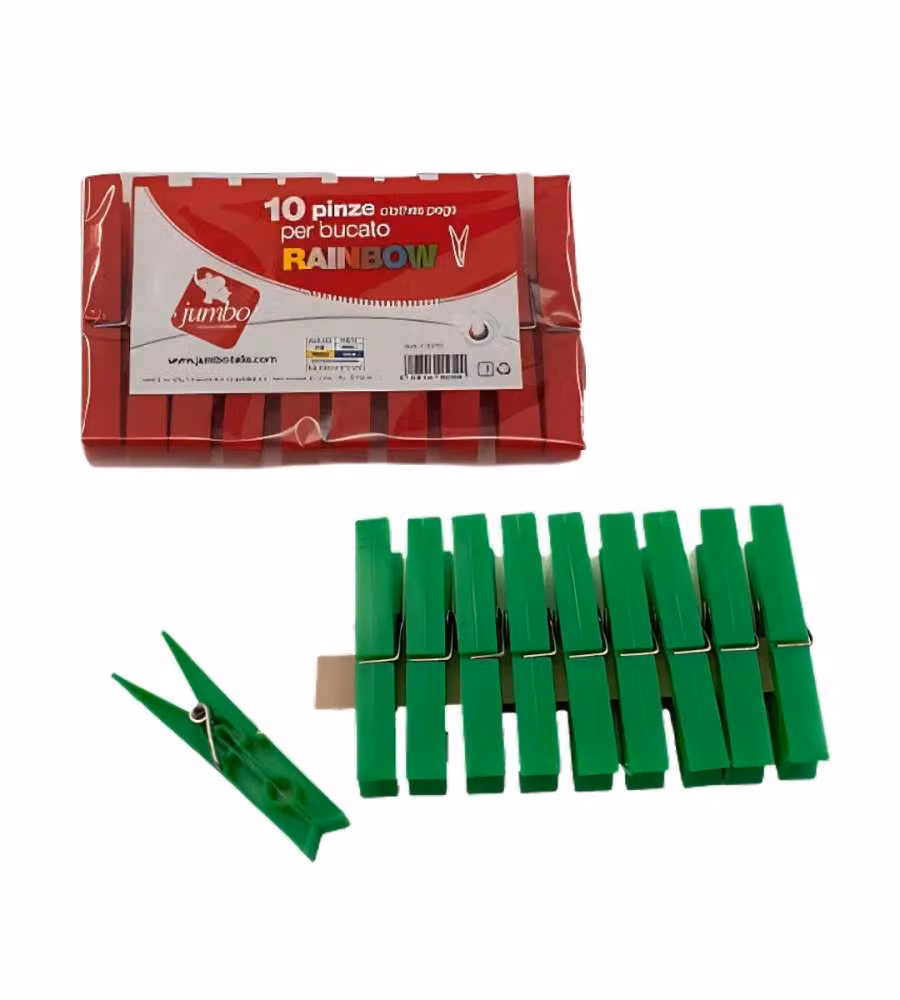 Jumbo 10 Mollette Colorate Rainbow per Bucato