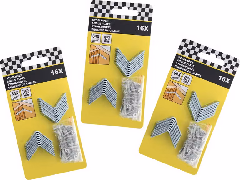 Set di 48 piastre di connessione in metallo con viti (25x25x14,5 mm, angolari)