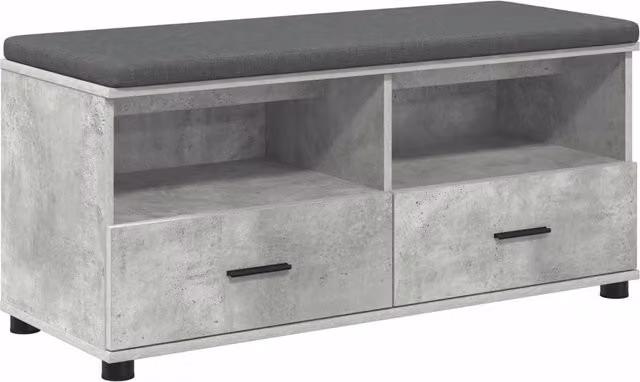 Panca per ingresso con cuscino e portascarpe Design In, Grigio, L 100 x P 38 x H 46 cm