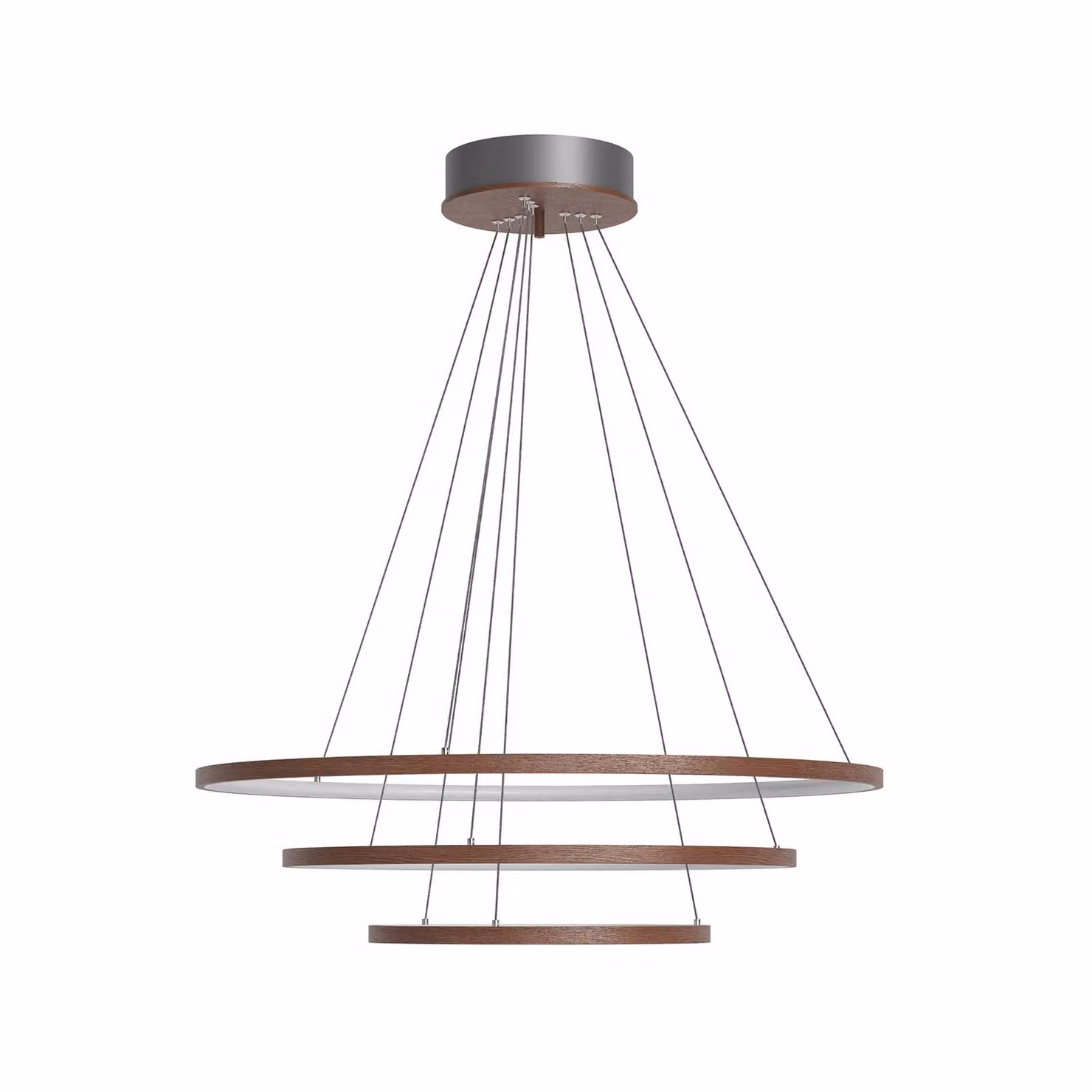 By Rydéns Lampada LED a sospensione Trione di Rydens, noce, Ø 80 cm, legno Trione, dimmerabile, Legno scuro, Soggiorno / Sala da pranzo, Legno, Moderno