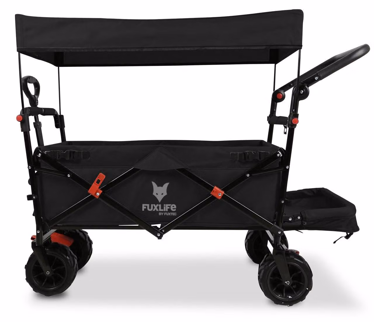 FUXLIFE by FUXTEC Carrello da spiaggia FX-CTB800 Nero - Carrello da trasporto pieghevole - Interno imbottito - Tettuccio parasole - Ruote da fuoristrada - Stabile e pieghevole Schwarz