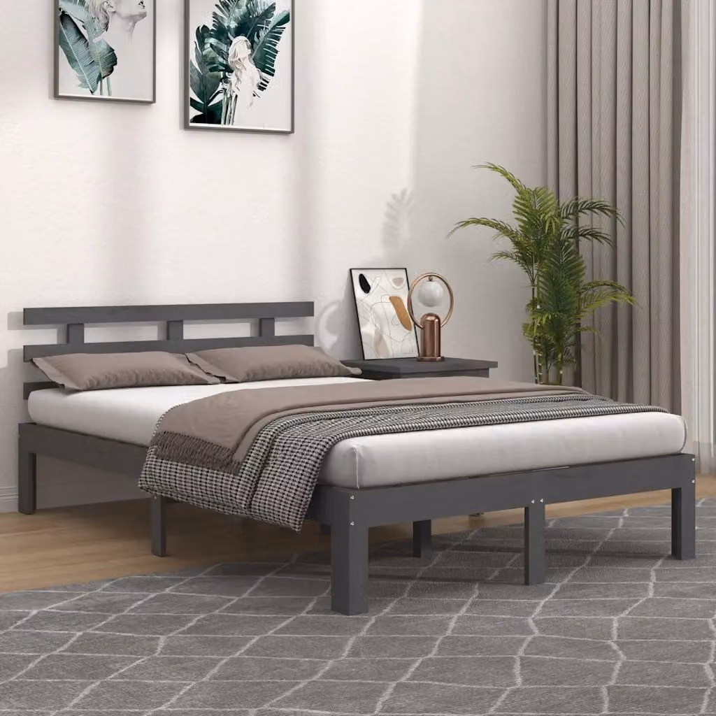vidaXL Giroletto in Legno Massello di Pino Grigio 200x200 cm – 1