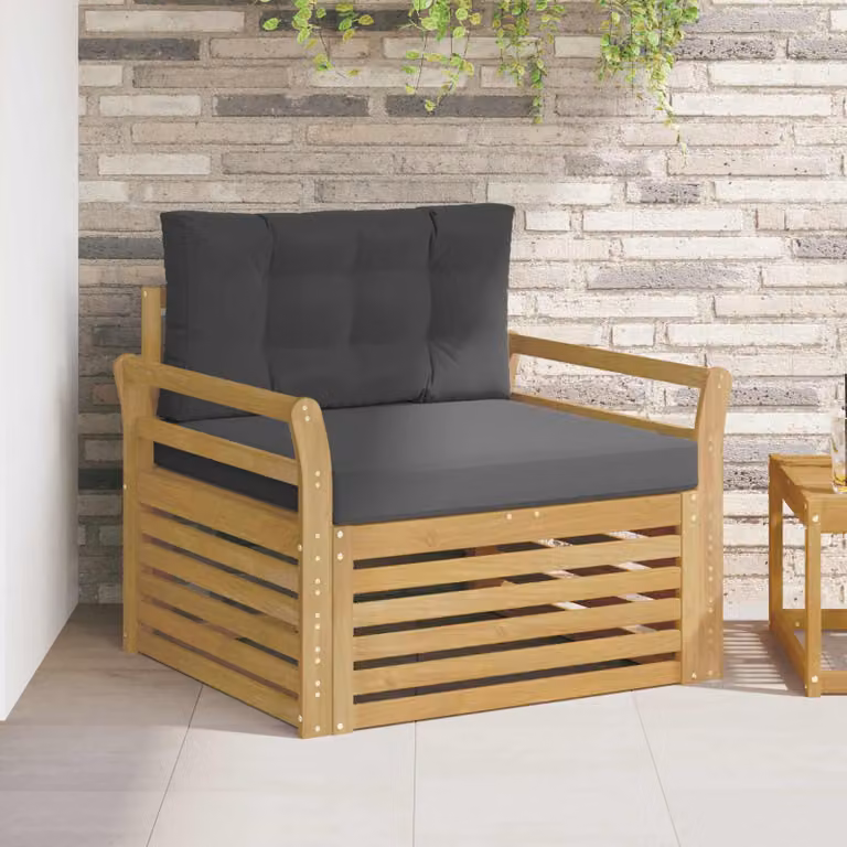 Divano da esterno moderno vidaXL in legno di acacia e tessuto bianco