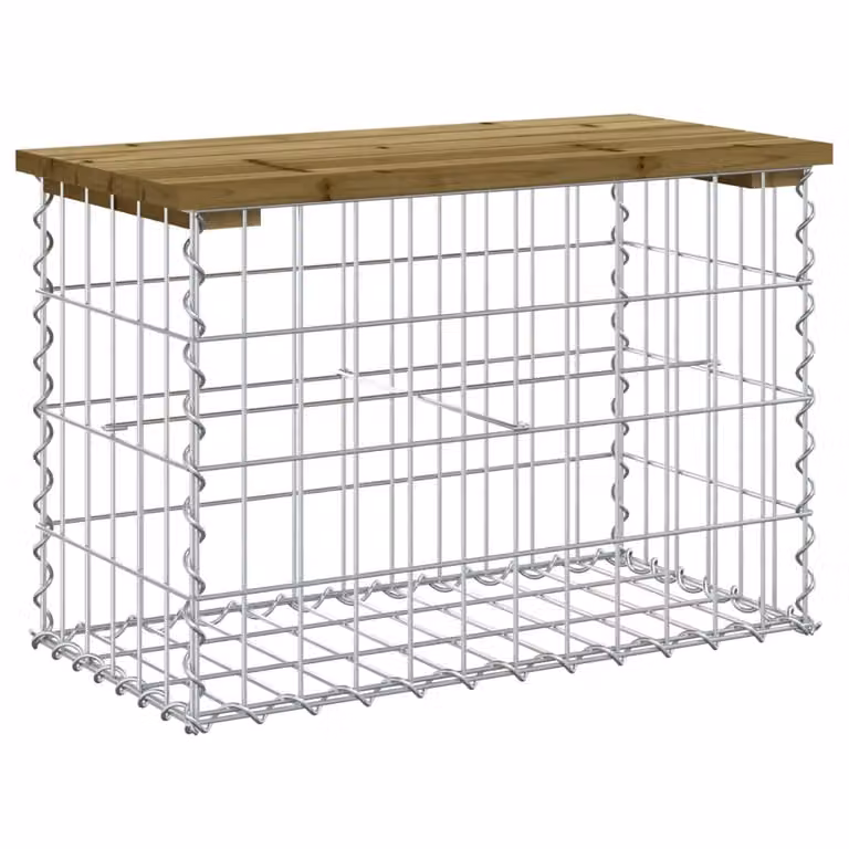 Panca da Giardino Design Gabbione 63x31,5x42 cm Pino Impregnato
