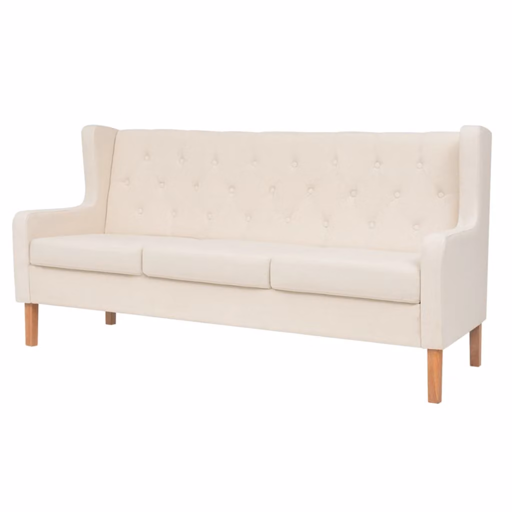 vidaXL Set divano 2 pezzi in tessuto bianco crema