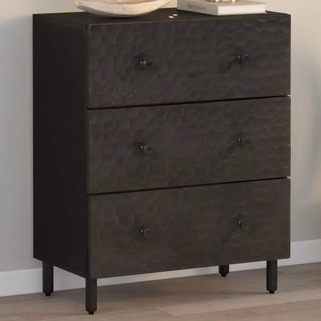 Credenza moderna vidaXL in legno di mango nero L: 60 cm, P: 33 cm, H: 75 cm