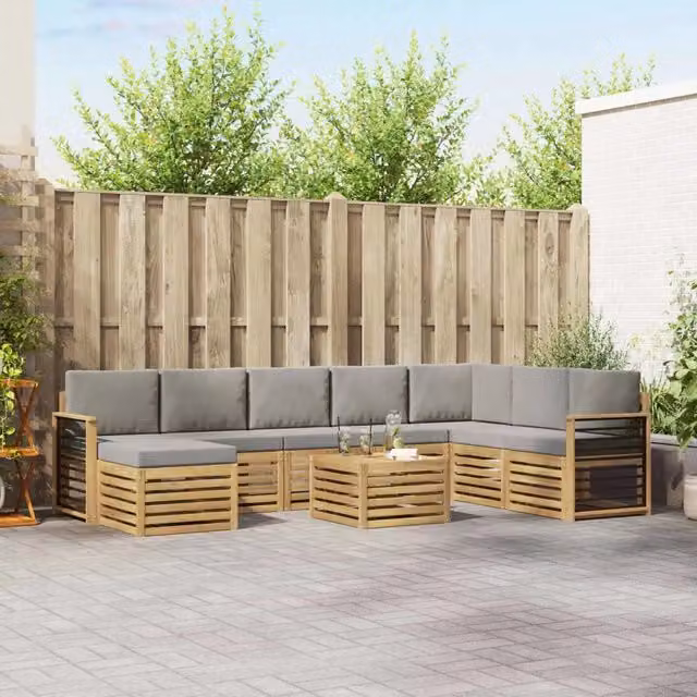 Set di divani da giardino moderni vidaXL in legno di acacia massello color grigio – 1