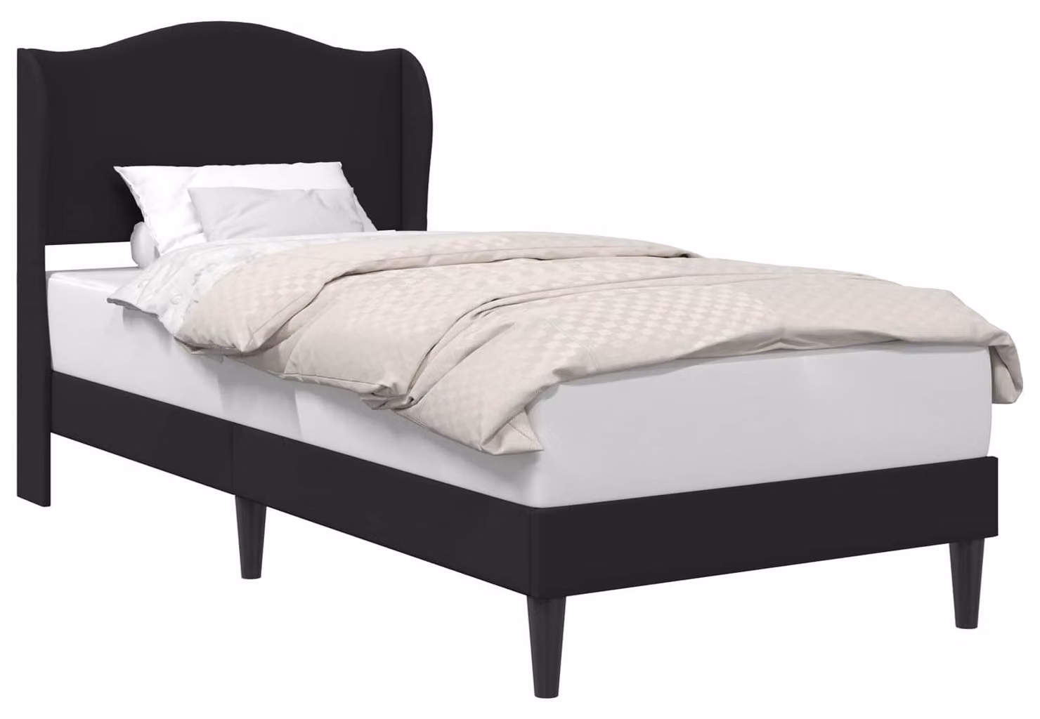 Struttura del letto con testiera Nero 90 x 200 cm Pelle finta