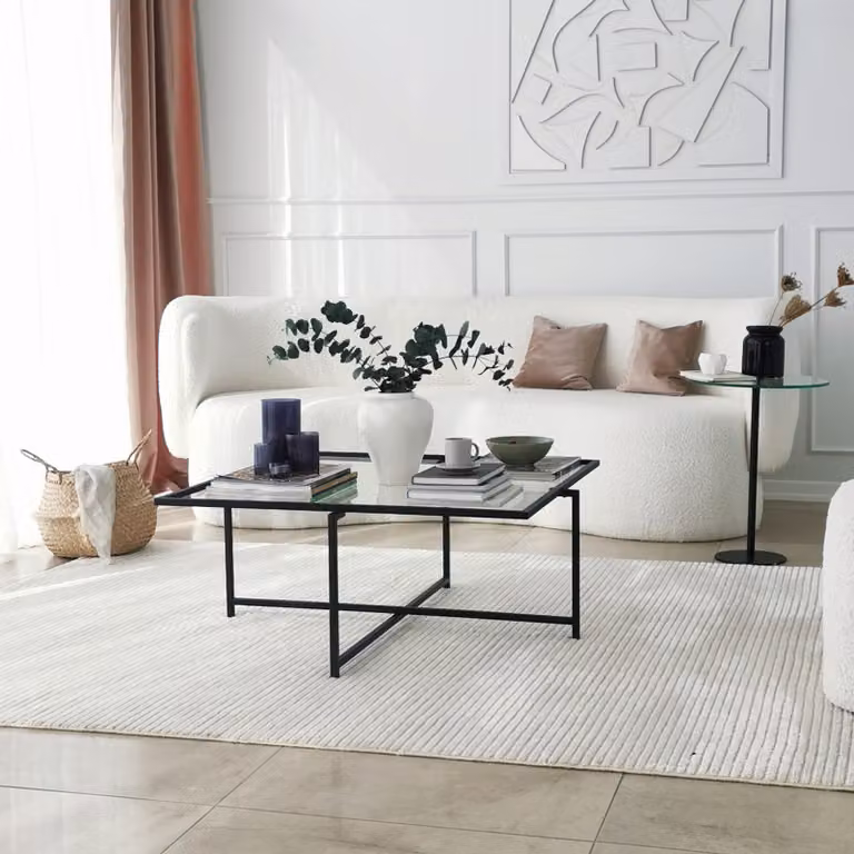 Skye Decor, Sun S409, tavolini, nero, vetro, 85 x 35 x 85 cm