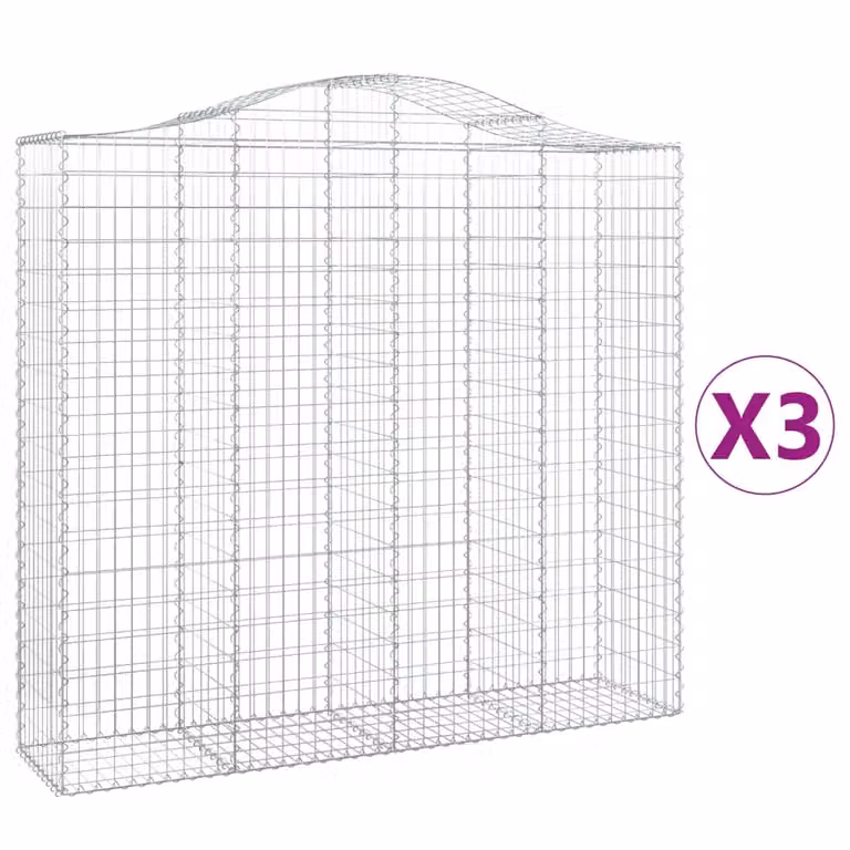 Cesti Gabbioni ad Arco 3 pz 200x50x180/200 cm Ferro Zincato