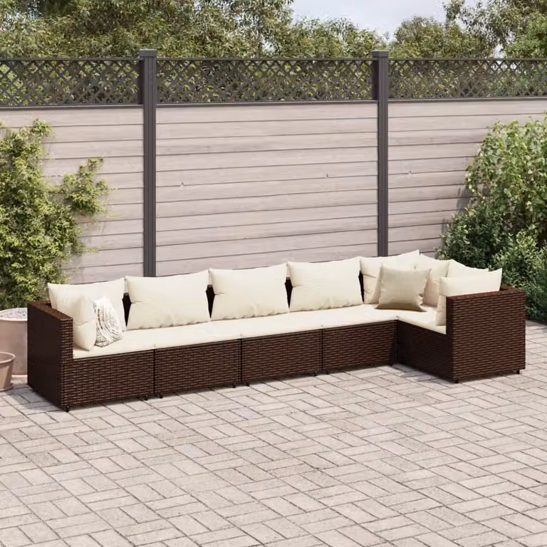 Maison Exclusive - Set da giardino 6 pezzi con cuscini Marrone Poly Rattan