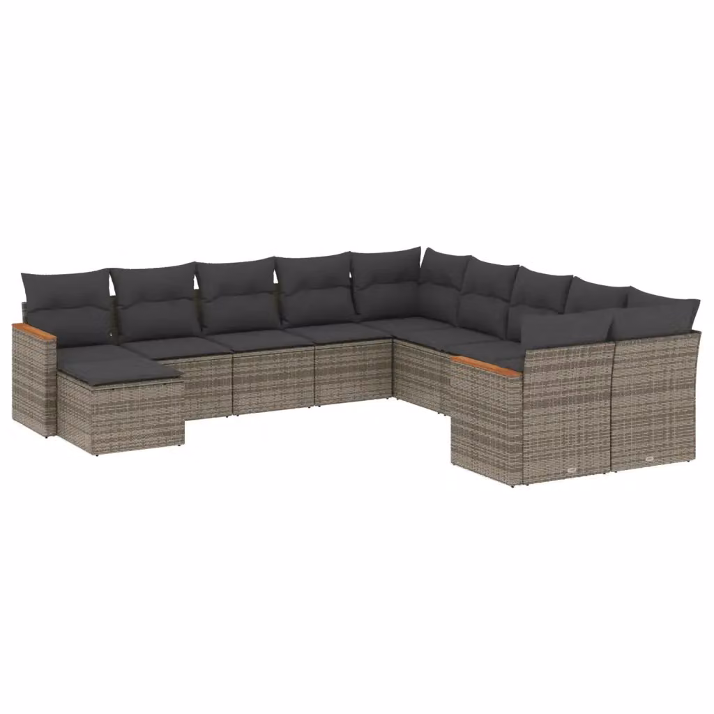 vidaXL Set Divani da Giardino 11 pz a Forma a L con Cuscini Grigio – 2