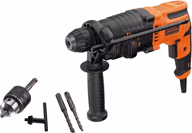 Martello Tassellatore-Scalpellatore Black+Decker Behs01-Qs da 650 W Nero e Arancione
