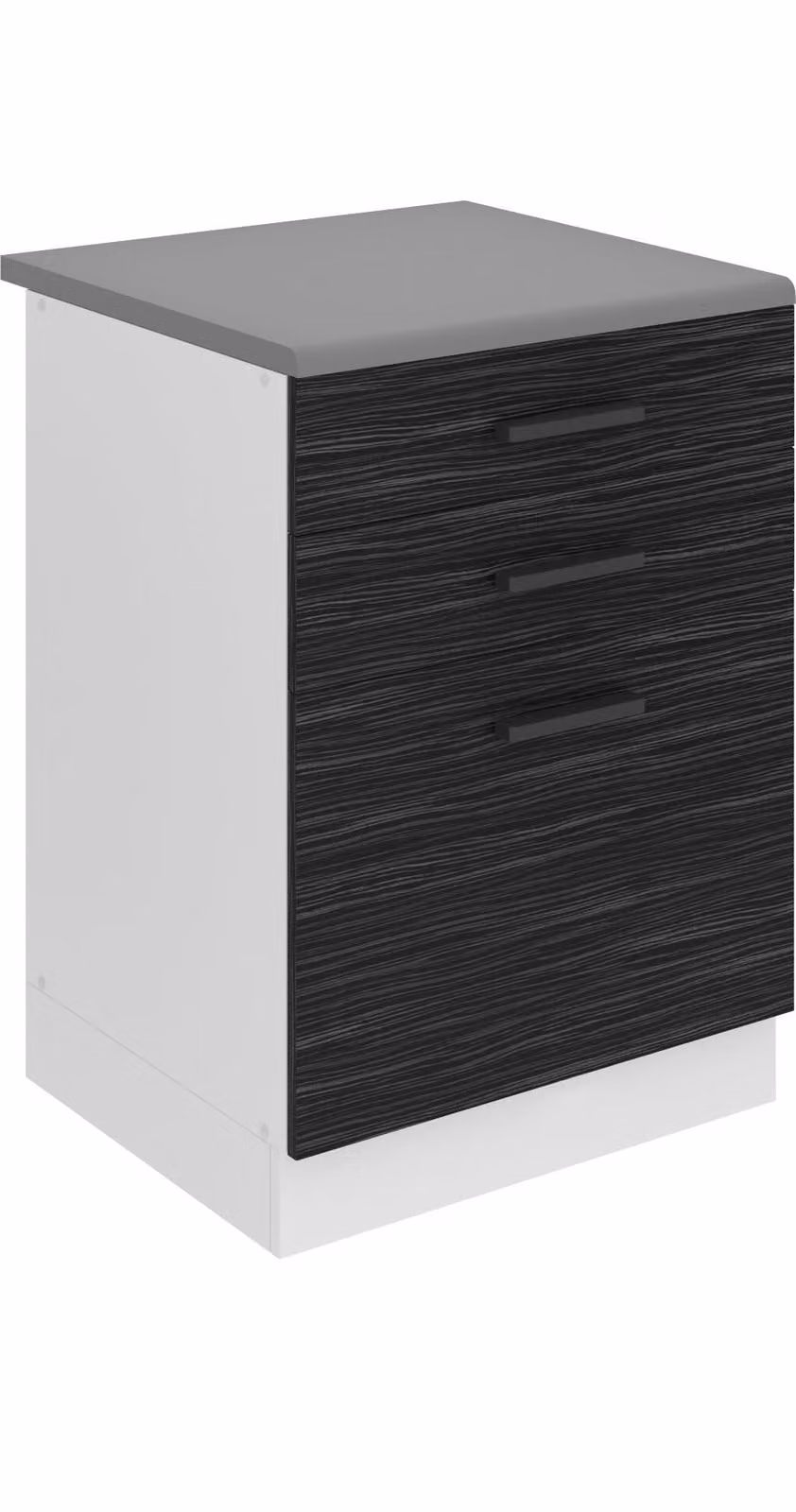 Base da cucina Belini, base da cucina larga 60 cm. Base da cucina SDSZ con piano di lavoro. Mobile da cucina con cassetti, ebano reale