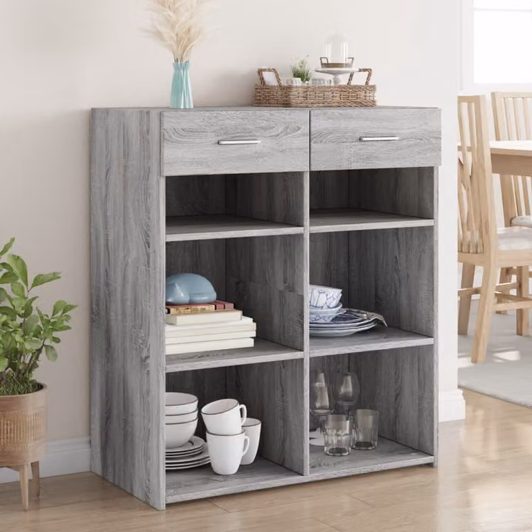 Credenza vidaXL in Legno Multistrato e MDF Grigio Sonoma, L 80 cm, P 42,5 cm, H 93 cm