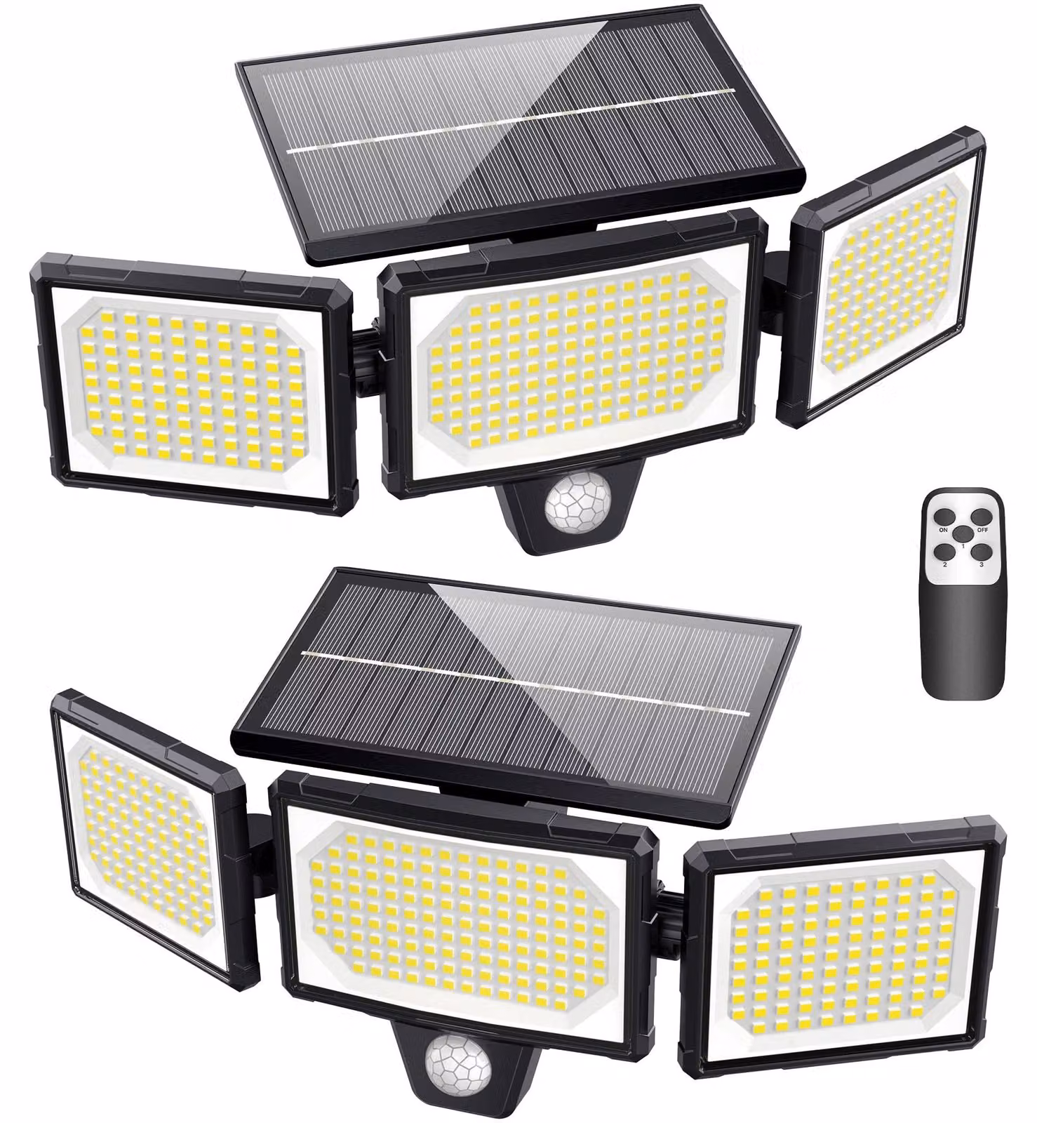 Lampada da esterno a LED solare, 304 LED, 1200 lumen, grado di protezione IP65, batteria da 2200 mAh