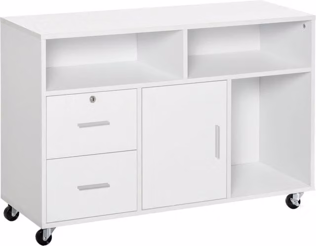Mobile Porta Stampante GIORDANOSHOP in Legno MDF Bianco Opaco L: 100 cm, P: 35 cm, H: 65 cm