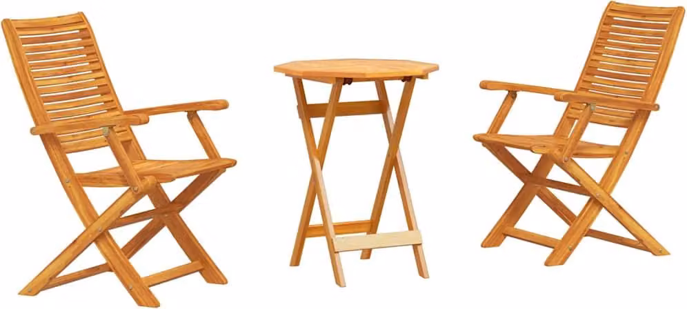 Set Bistro Pieghevole 3 pcs Marrone Legno di Acacia Massello