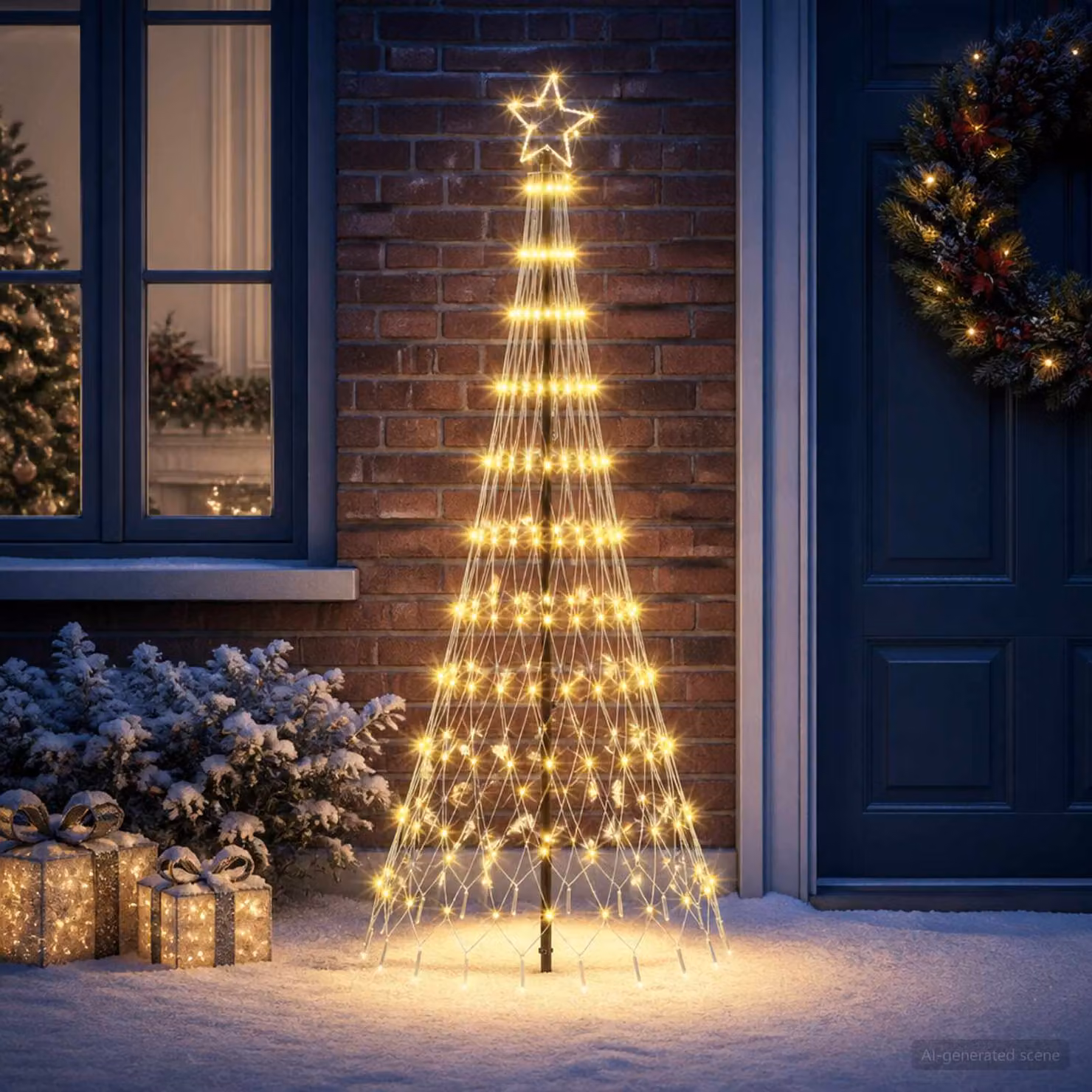 vidaXL Albero di Natale LED 180 cm 230 LED Bianco caldo Ferro Nero