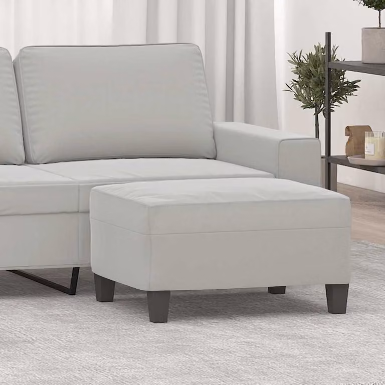 Poggiapiedi vidaXL Grigio Chiaro in Tessuto Microfibra L: 70 cm, P: 55 cm, H: 41 cm