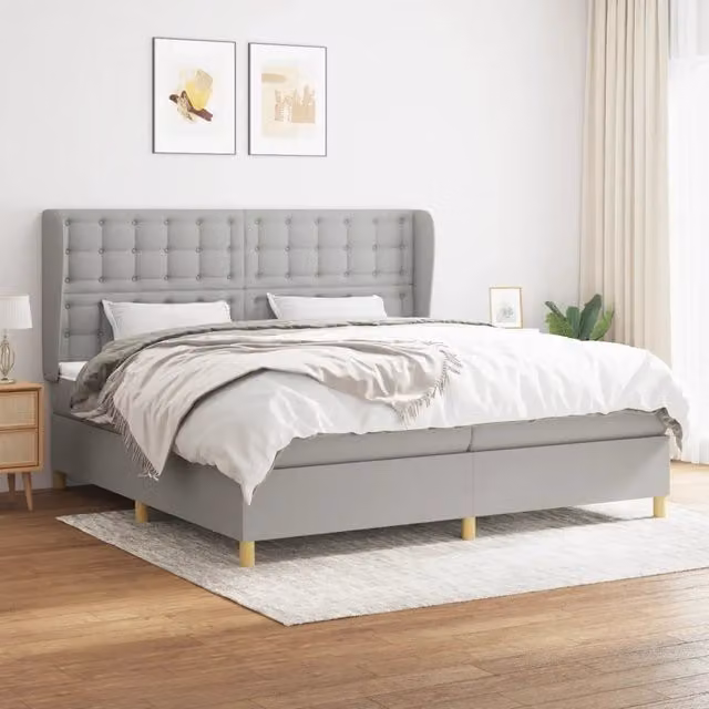 Letto Ibrido vidaXL con Materasso e Struttura in Legno di Larice, Grigio e Bianco, L/P/H: 200 x 203 x 128 cm
