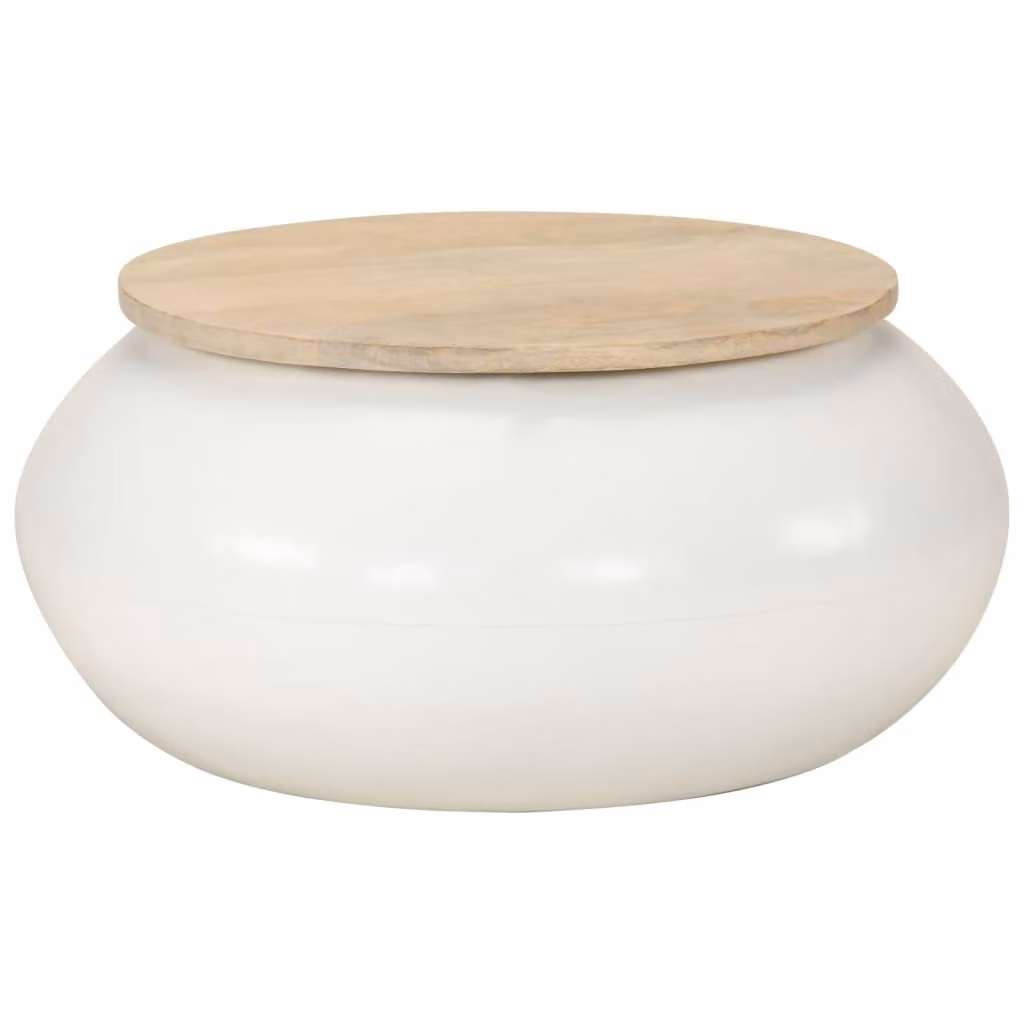 Maison Exclusive - Tavolino bianco, 51x51x27 cm, in legno massello di mango