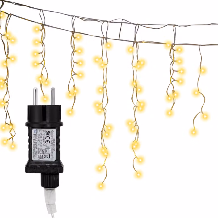 Jayseuw 5M LED pioggia di ghiaccio luci fata tenda luci fata interna 200 LED ghiaccioli luci di Natale 8 modalità decorazione di Natale festa giardino bianco caldo