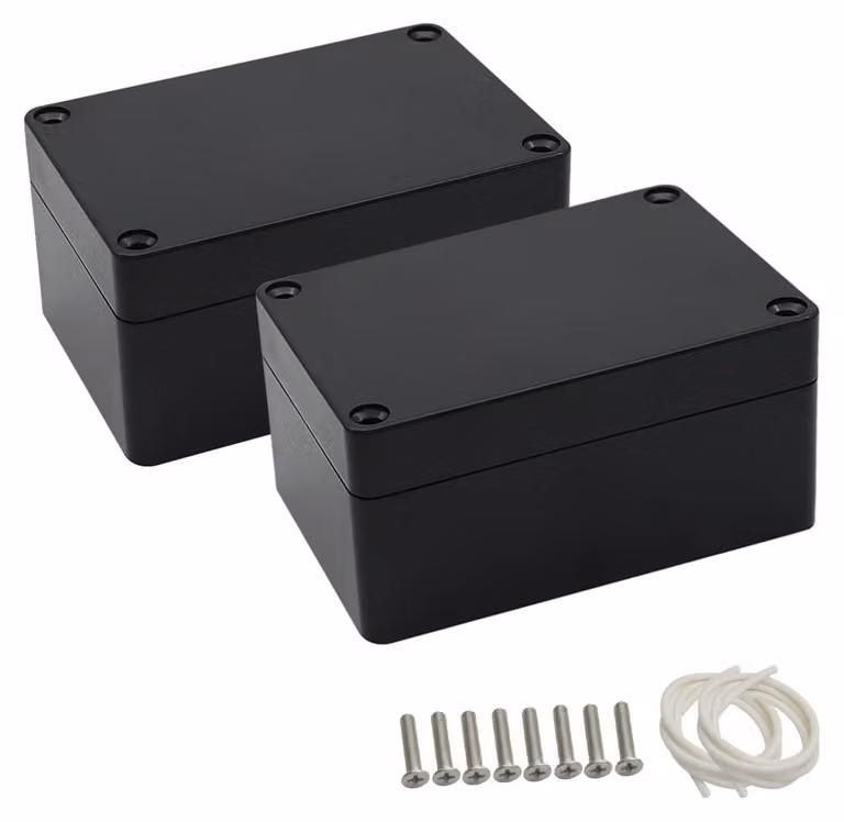 Scatola di derivazione, plastica ABS, grado di protezione IP65, impermeabile, nera, 100 x 68 x 50 mm (2 pezzi)