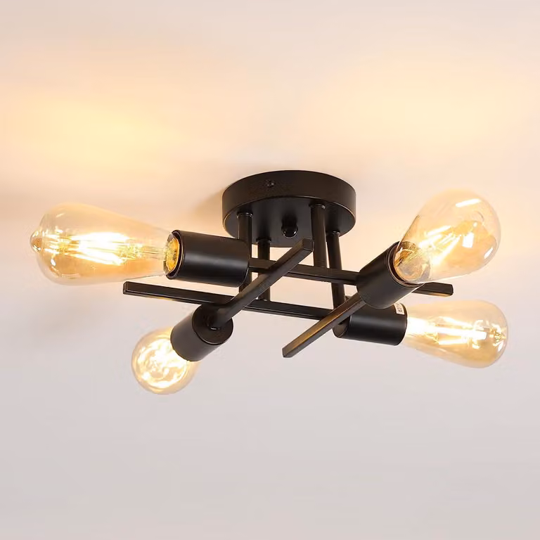Comely DecKenleuchte: Lampadario vintage, stile industriale, con 4 luci, attacco E27