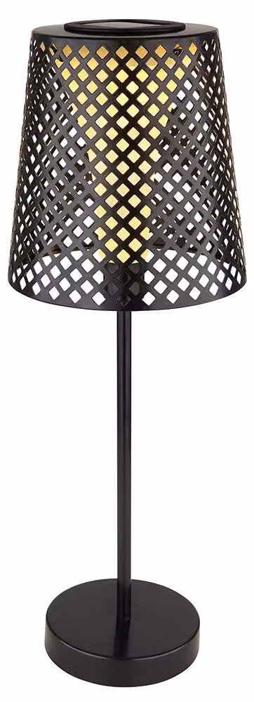 Set da 2 lampade solari a LED, design a fori, nero, H 50 cm