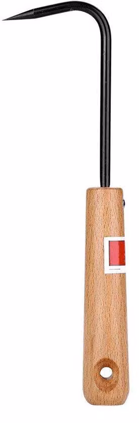 Attrezzo da giardino - Manico in legno ergonomico - Utensile indispensabile - Gancio per radici - 6x22 cm - Robusto gancio in ferro