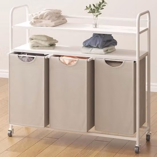 Scatola per Spazzatura con 3 Cassetti e Pannelli - Capacità 138L per Bagno e Bagnetto