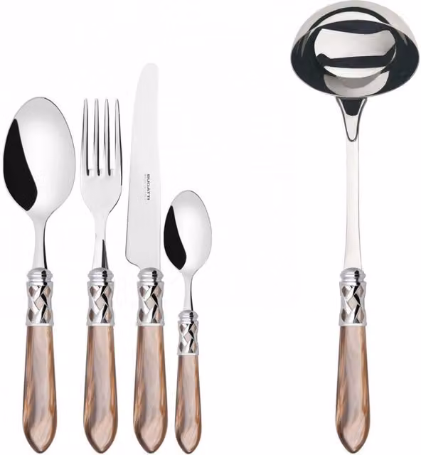 ALADDIN Ghiera Cromata, Posate Set 49 pz, Scatola Gallery, Casa Colore: Onice