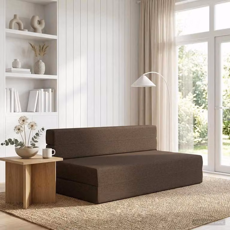 vidaXL Divano Letto Pieghevole Moderno in Tessuto Tortora L: 152 cm, P: 86,5 cm, H: 60 cm