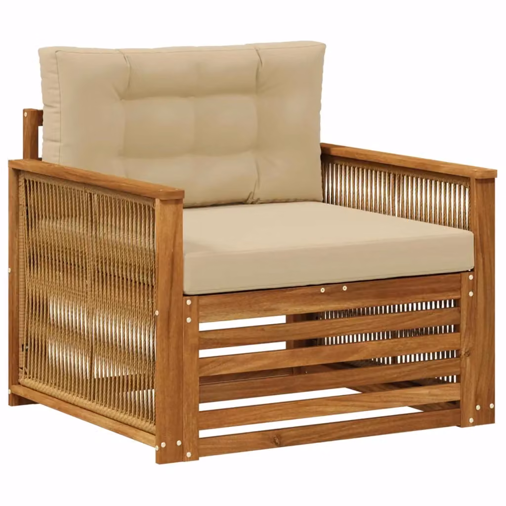 Divano centrale da esterno vidaXL in legno di acacia con cuscini beige – 2