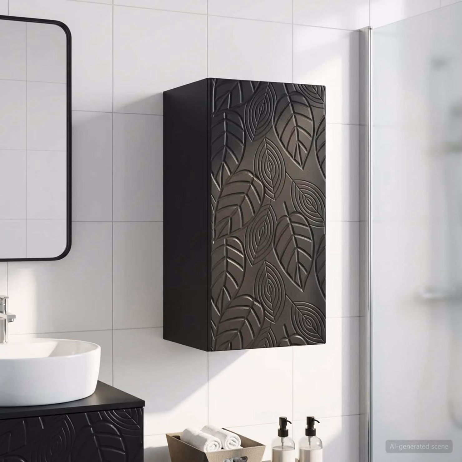 Armadio da bagno a muro vidaXL DELFT Nero Moderno L: 30 cm, P: 31 cm, H: 59 cm