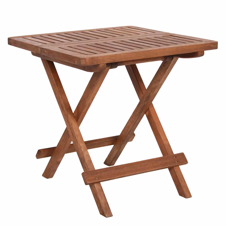 Tavolino pieghevole in legno grezzo oliato - 50 x 50 cm - Tavolino in eucalipto per giardino e balcone