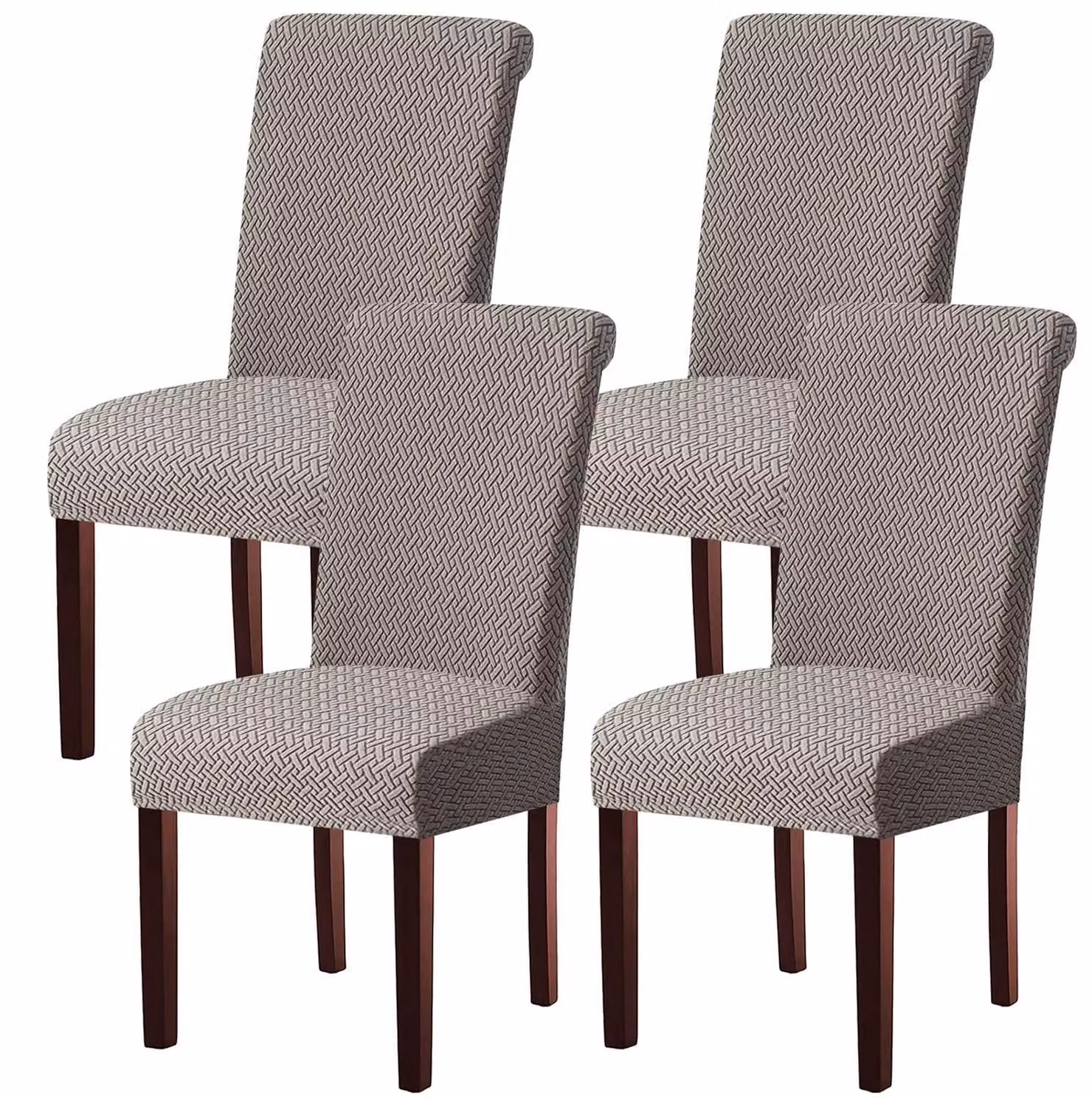 Copri sedie, set da 4, color grigio chiaro, elasticizzati, lavabili, universali, adatti a sedie a schienale rigido