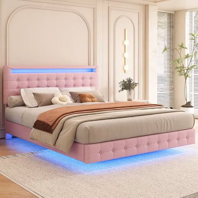 letto basso pu rosa 140 x 200 cm