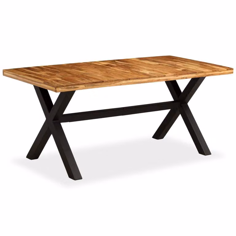 Tavolo da pranzo "Friedenweiler" in legno di acacia nero, legno naturale. Dimensioni (L/A) 180x90x76 cm
