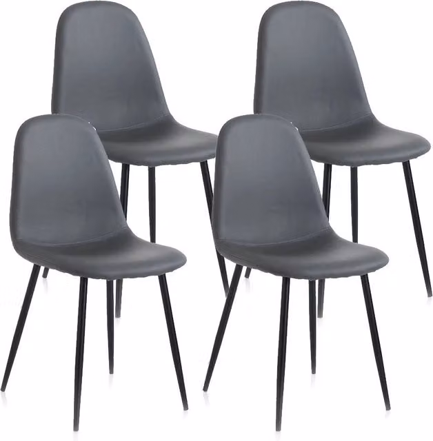 Set 4 Sedie 44x50x85 cm in Similpelle Grigio