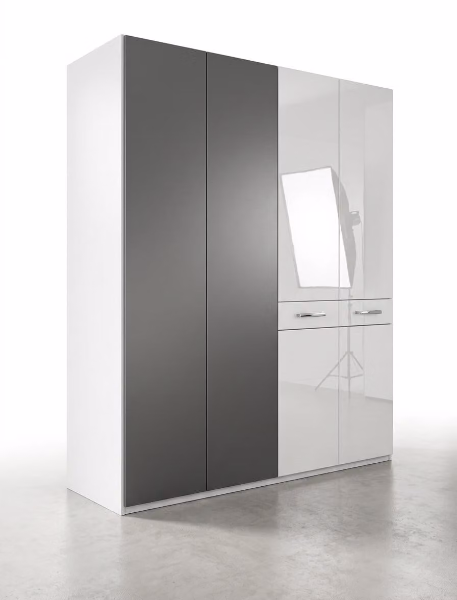 Armadio a ante battenti grigio, design moderno ed elegante